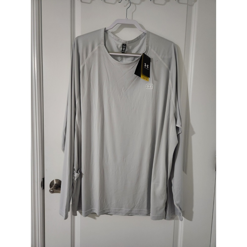 UNDER ARMOUR  Men's T-Shirt‎ Fish Elite Crew Long Sleeve UPF40 Gray Size 3XL